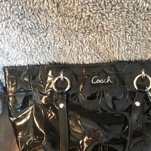 AUTHENIC COACH purse! All black and shiny! NWOT!